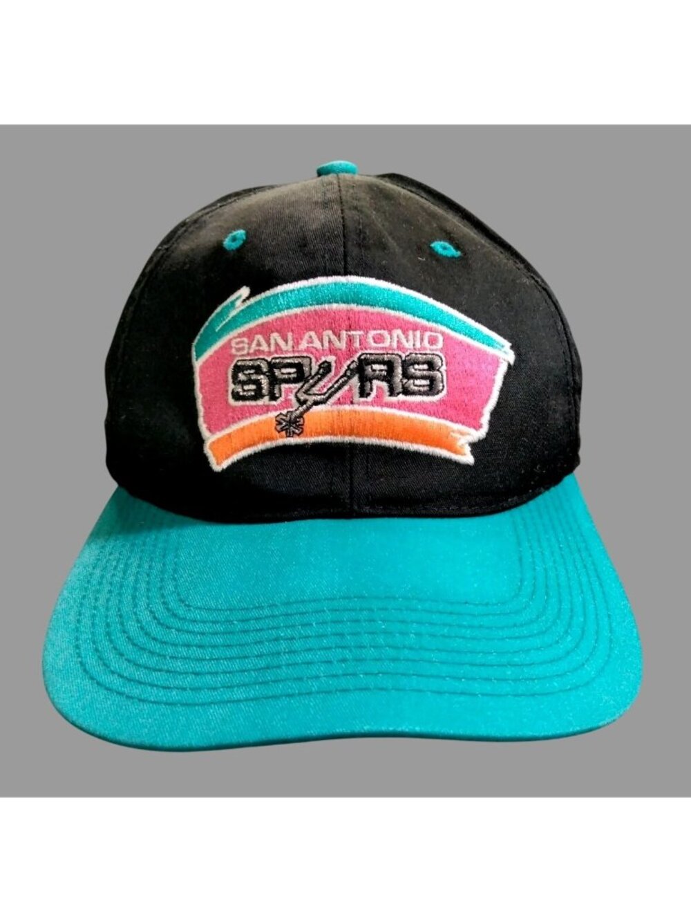 VTG San Antonio Spurs Twill  SnapBack Cap Black Blue NBA Basketball Fiesta 90s